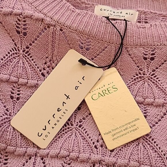 CURRENT AIR Long Sleeve Woven Textural Sweater Knit Top Lavender Size M - Picture 12 of 13